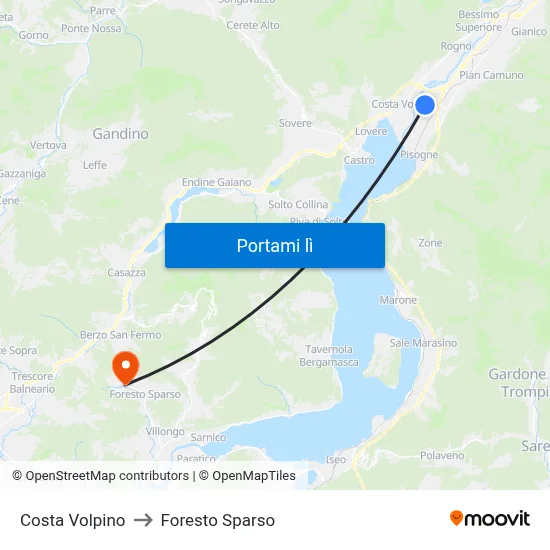 Costa Volpino to Foresto Sparso map
