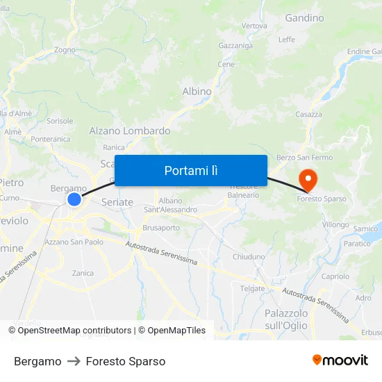 Bergamo to Foresto Sparso map
