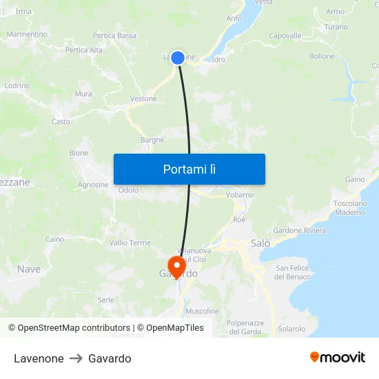 Lavenone to Gavardo map