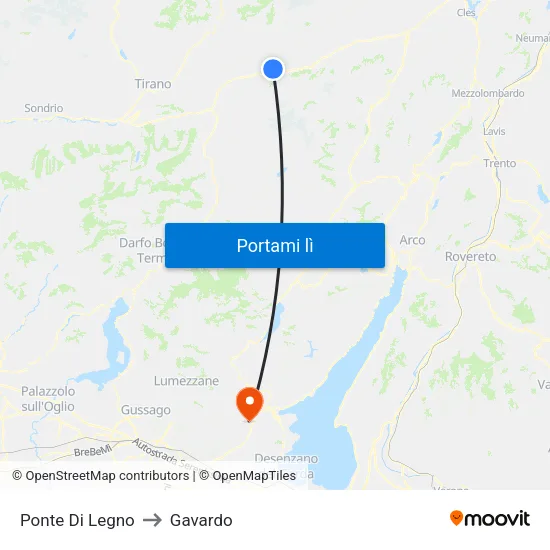 Ponte Di Legno to Gavardo map