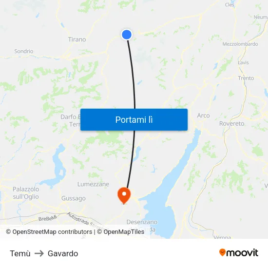 Temù to Gavardo map