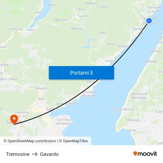 Tremosine to Gavardo map