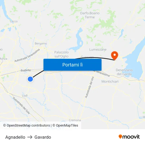 Agnadello to Gavardo map