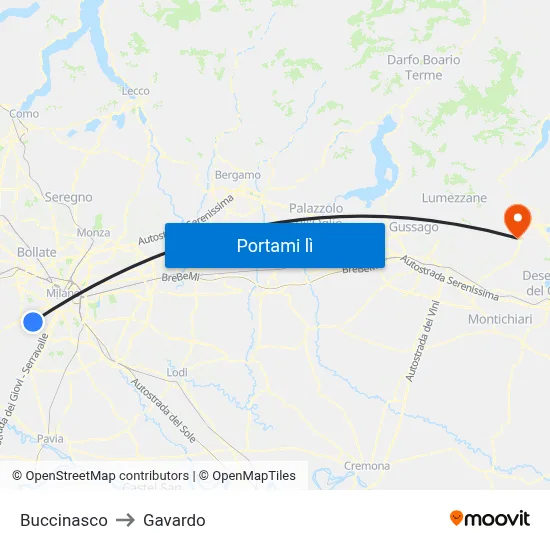 Buccinasco to Gavardo map