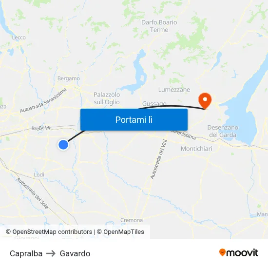 Capralba to Gavardo map