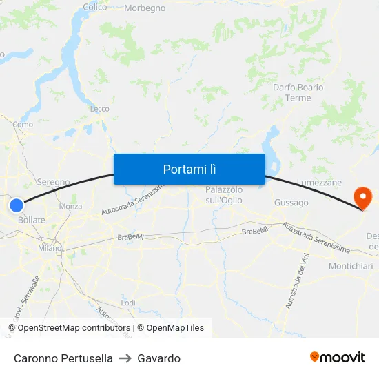 Caronno Pertusella to Gavardo map
