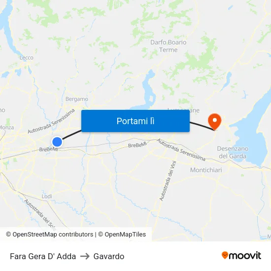 Fara Gera D' Adda to Gavardo map