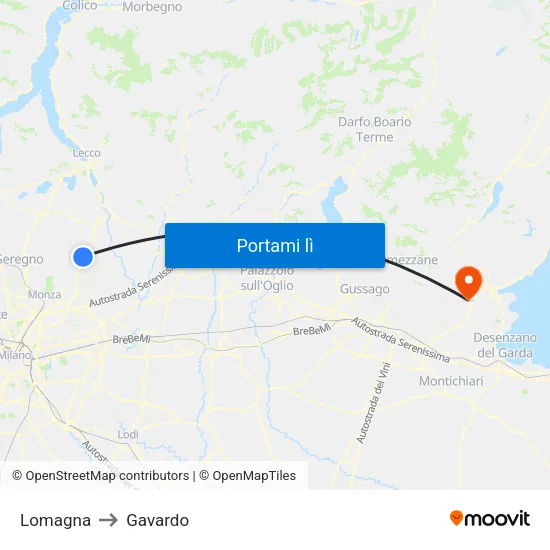 Lomagna to Gavardo map