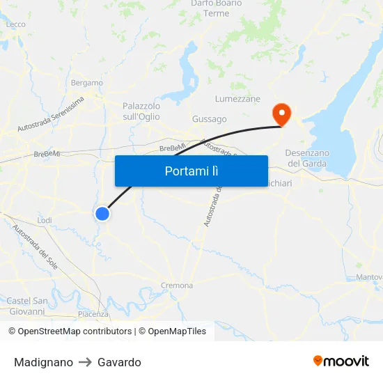 Madignano to Gavardo map
