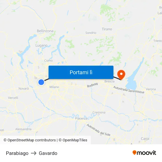 Parabiago to Gavardo map