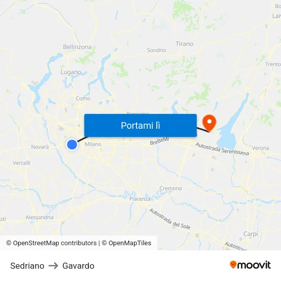 Sedriano to Gavardo map