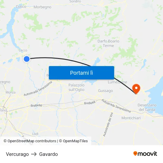 Vercurago to Gavardo map
