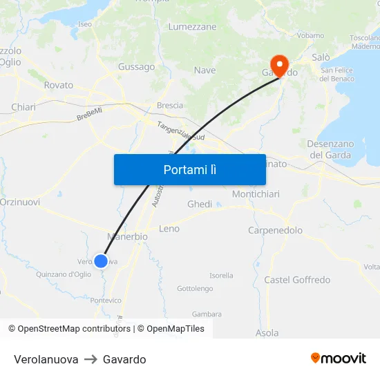 Verolanuova to Gavardo map