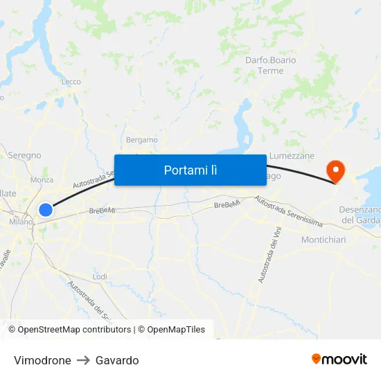 Vimodrone to Gavardo map
