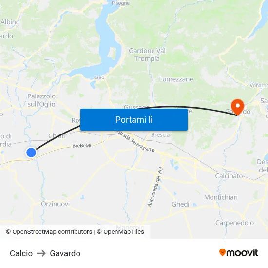 Calcio to Gavardo map