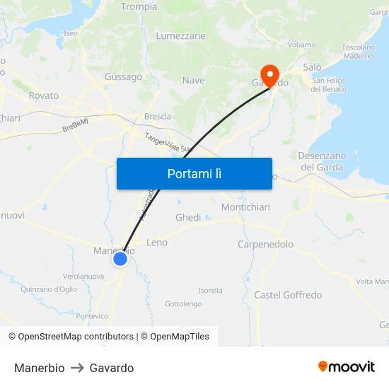 Manerbio to Gavardo map
