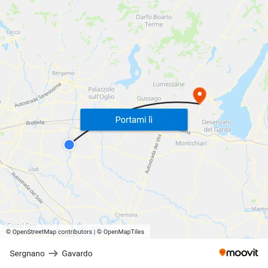Sergnano to Gavardo map