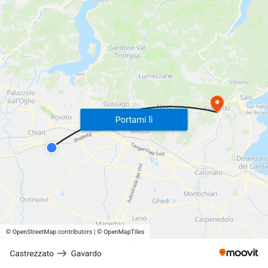 Castrezzato to Gavardo map