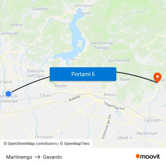 Martinengo to Gavardo map