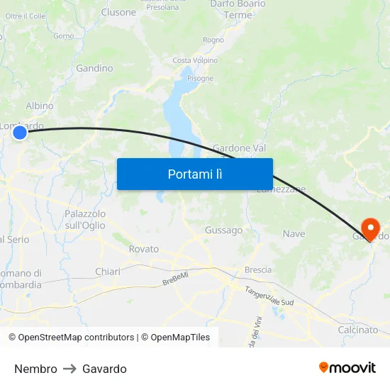 Nembro to Gavardo map