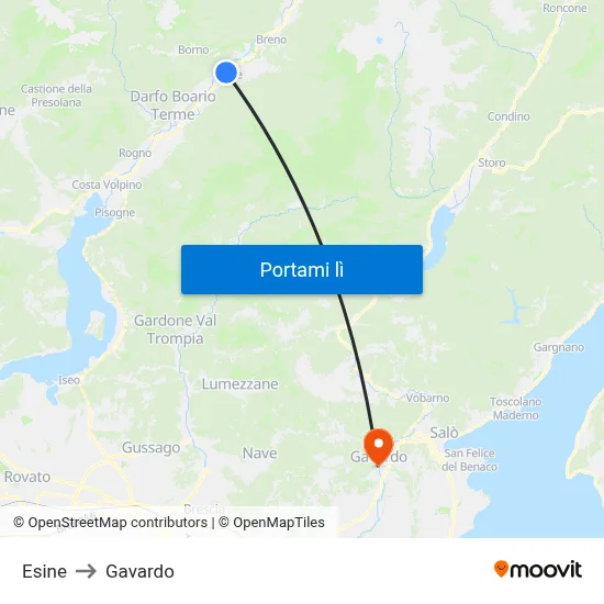 Esine to Gavardo map