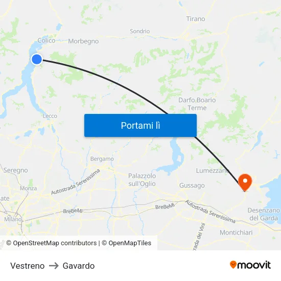 Vestreno to Gavardo map