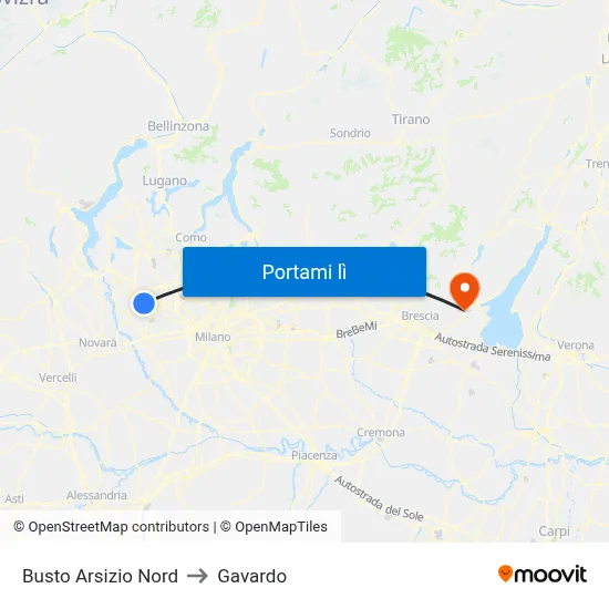 Busto Arsizio Nord to Gavardo map