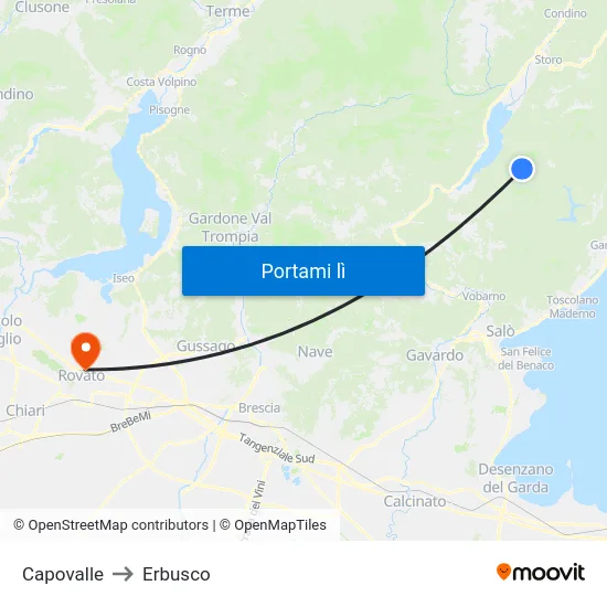 Capovalle to Erbusco map