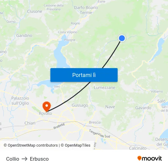 Collio to Erbusco map