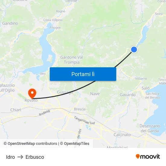 Idro to Erbusco map