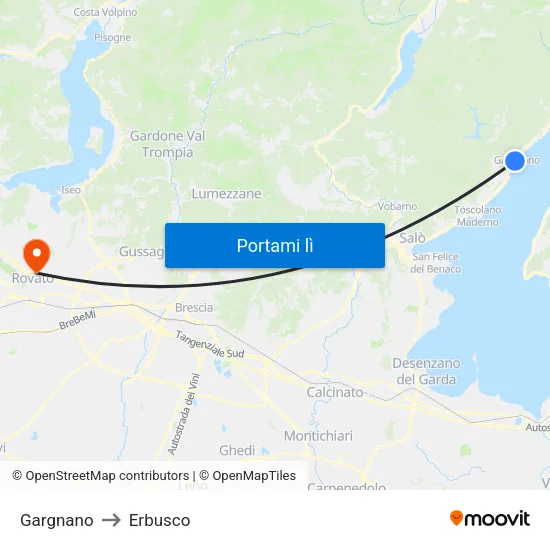 Gargnano to Erbusco map