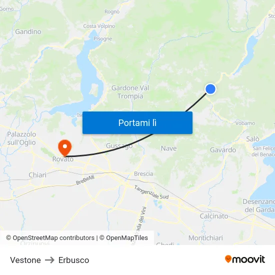 Vestone to Erbusco map