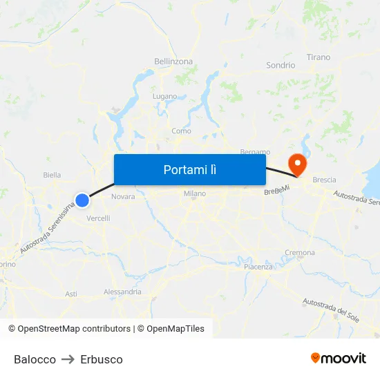 Balocco to Erbusco map
