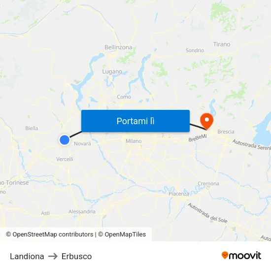 Landiona to Erbusco map