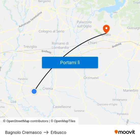 Bagnolo Cremasco to Erbusco map