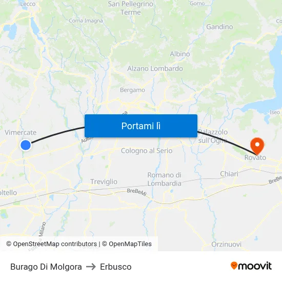 Burago Di Molgora to Erbusco map