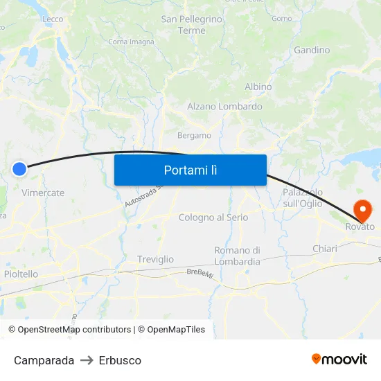 Camparada to Erbusco map