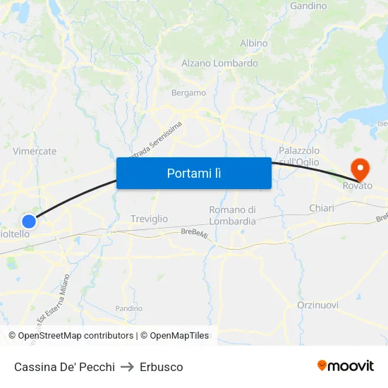 Cassina De' Pecchi to Erbusco map