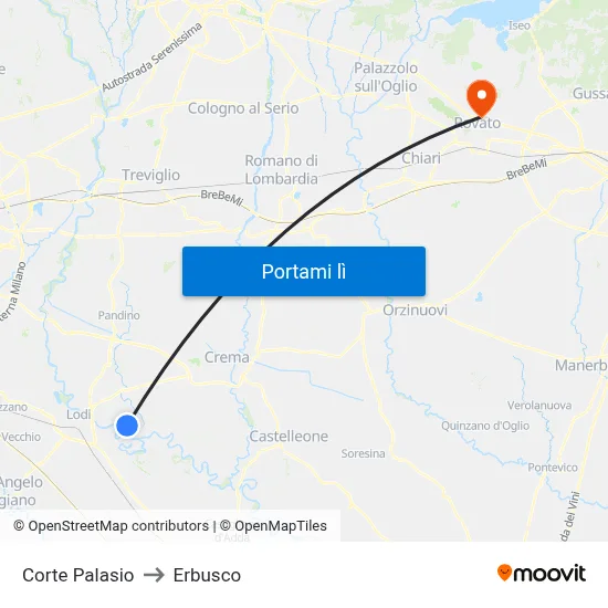 Corte Palasio to Erbusco map
