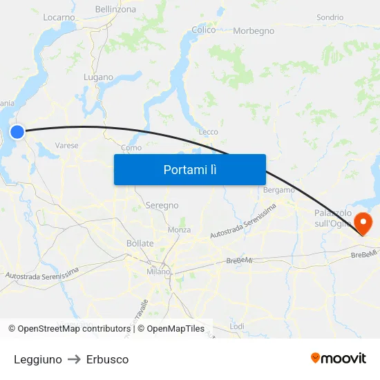 Leggiuno to Erbusco map
