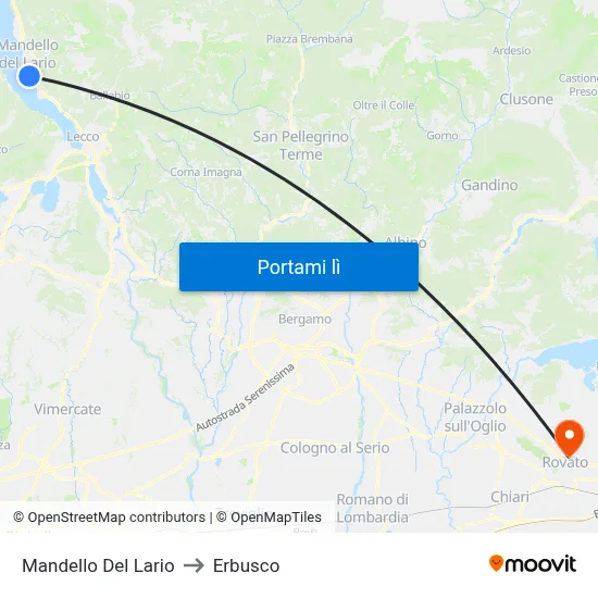 Mandello Del Lario to Erbusco map