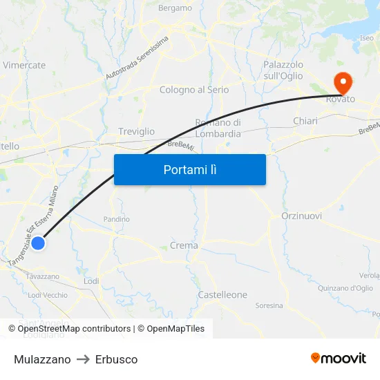 Mulazzano to Erbusco map