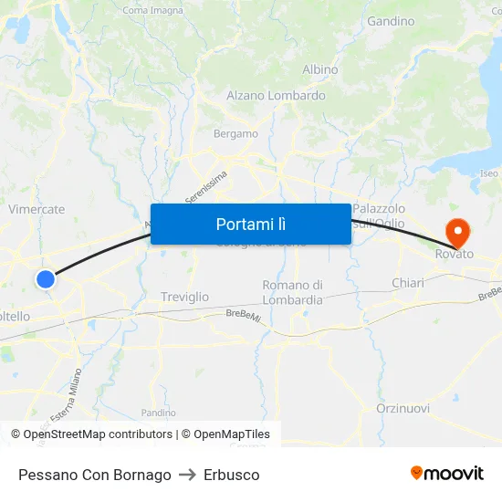 Pessano Con Bornago to Erbusco map