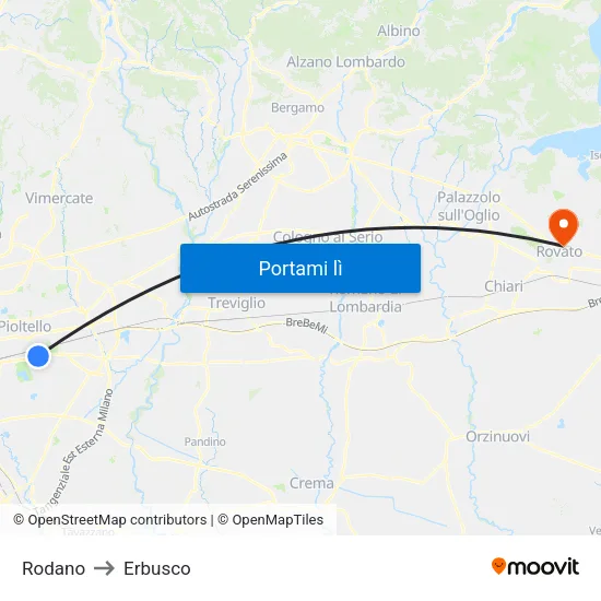 Rodano to Erbusco map
