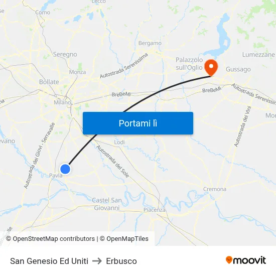 San Genesio Ed Uniti to Erbusco map
