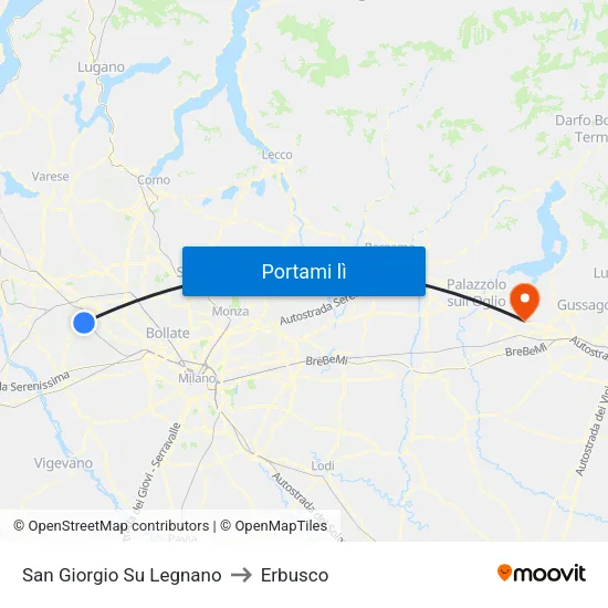 San Giorgio Su Legnano to Erbusco map