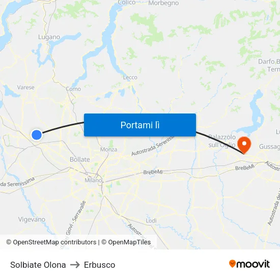 Solbiate Olona to Erbusco map