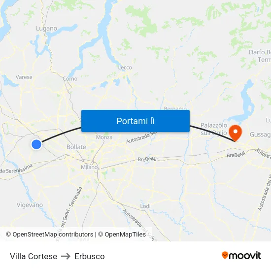 Villa Cortese to Erbusco map