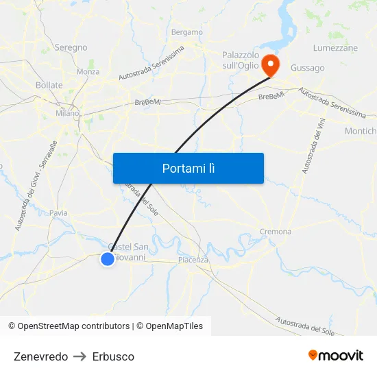 Zenevredo to Erbusco map