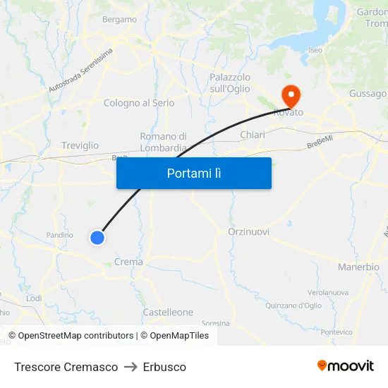 Trescore Cremasco to Erbusco map